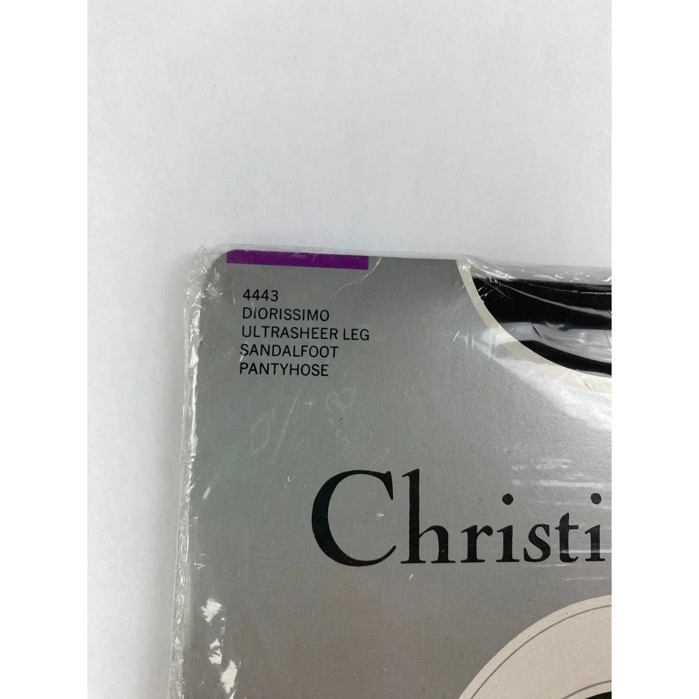 Christian Dior Diorissimo Ultrasheer Sandalfoot Pantyhose Black Size 1 Vintage
